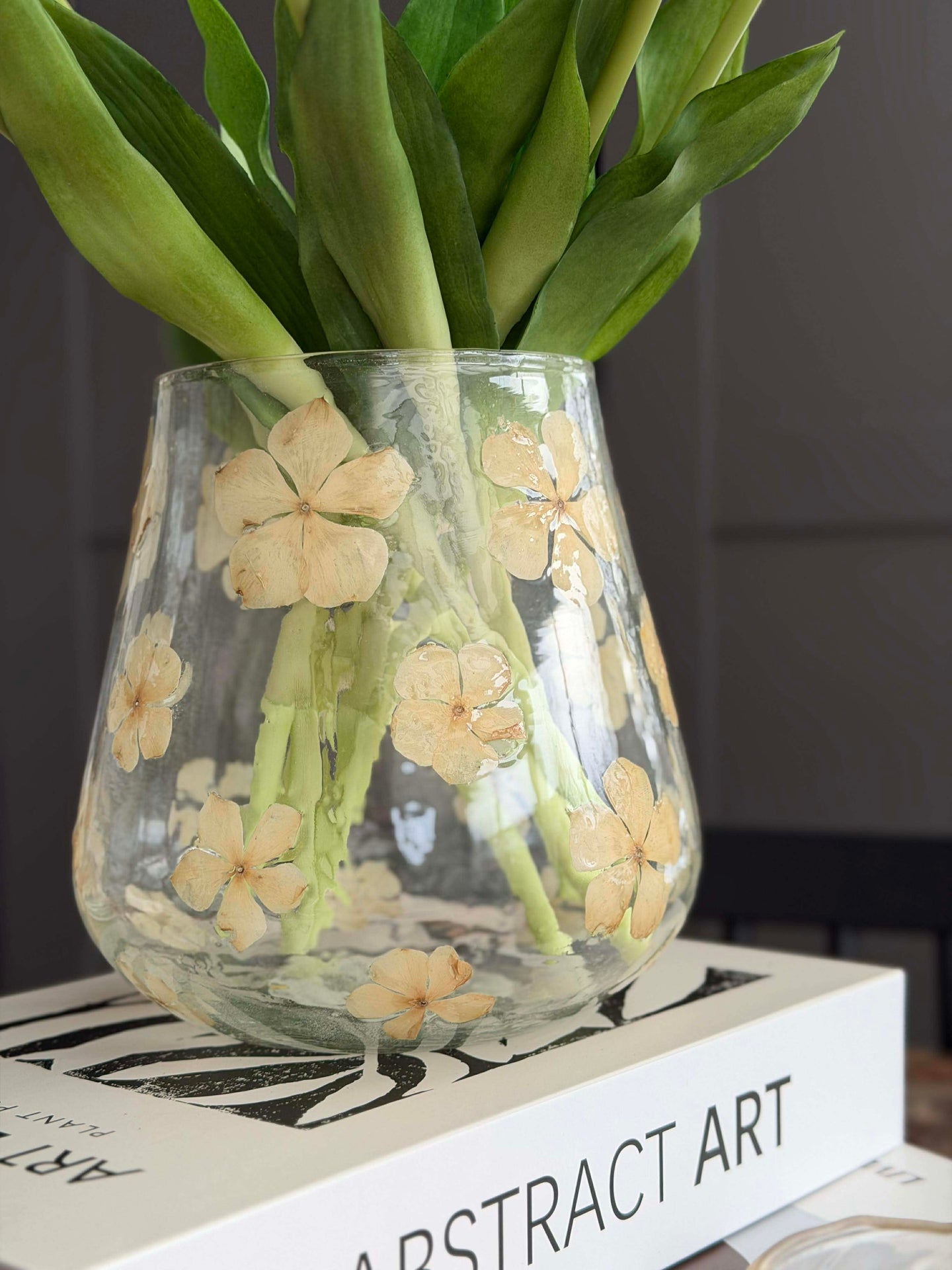 Lysestake - Glass med blomster - flere størrelser