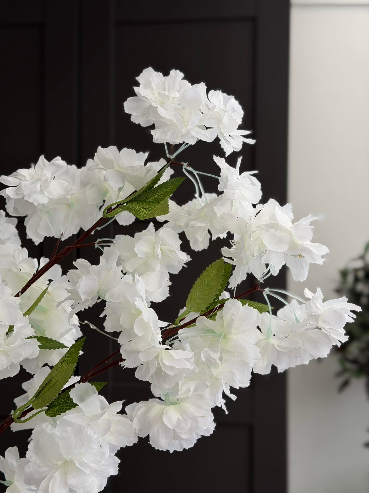 Kirsebærgren med lys - Hvit