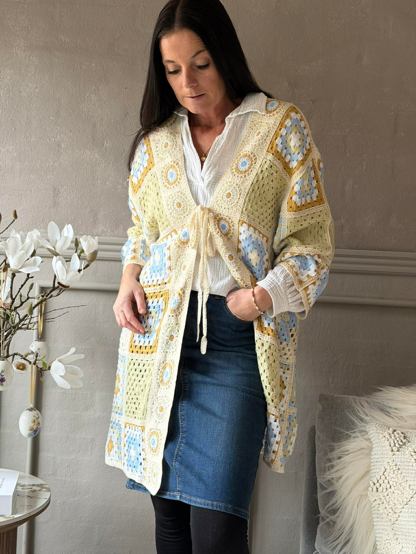 Cardigan Boho - Lys grønn