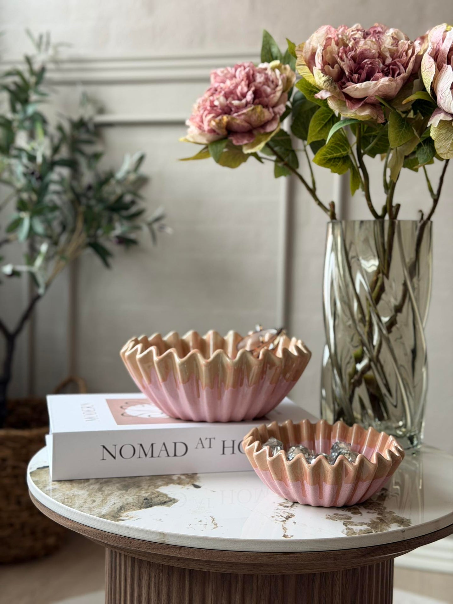 Rosa skål Plissé - Flere størrelser