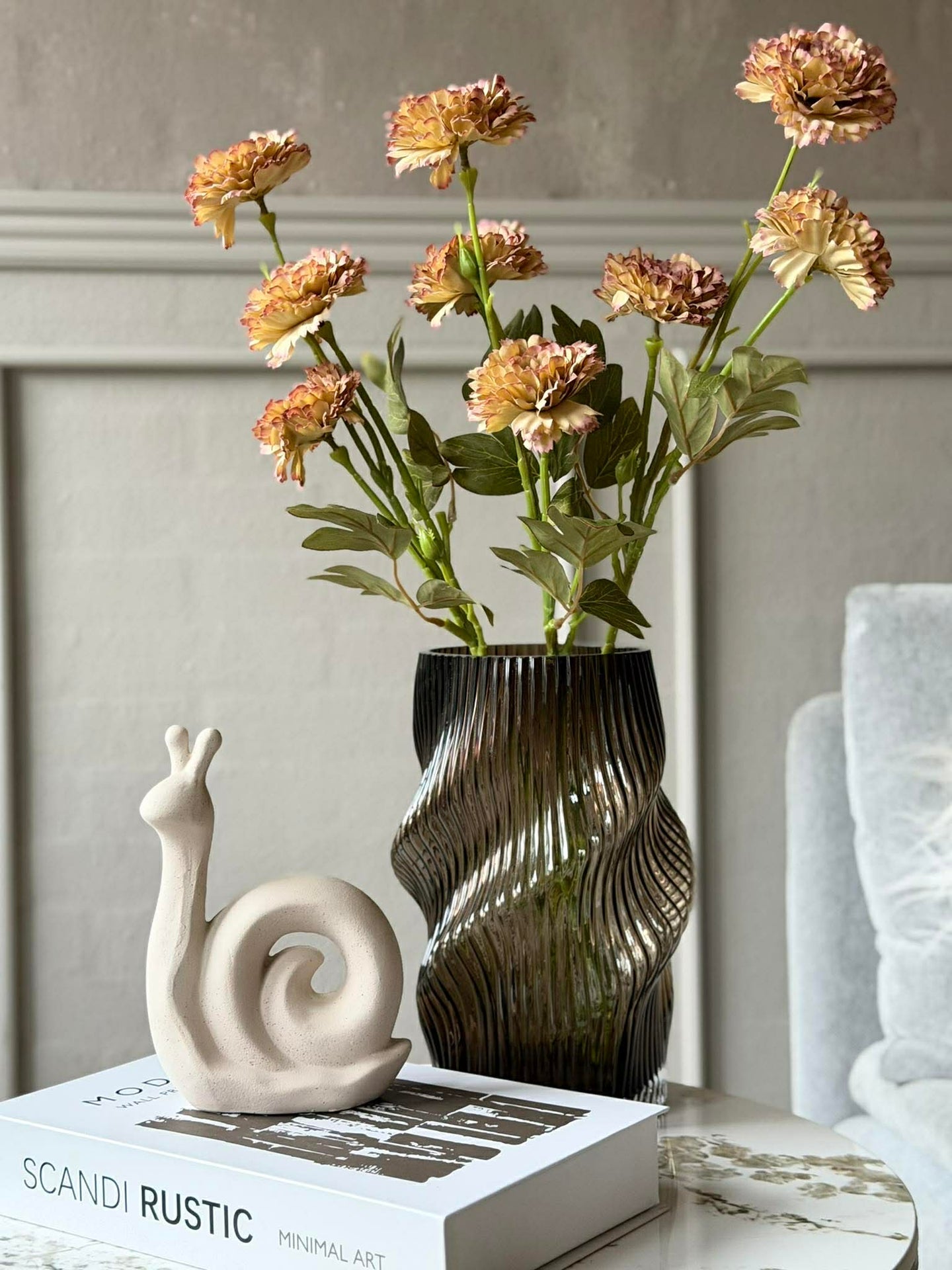 Blomst stilk 70 cm - Brente farger