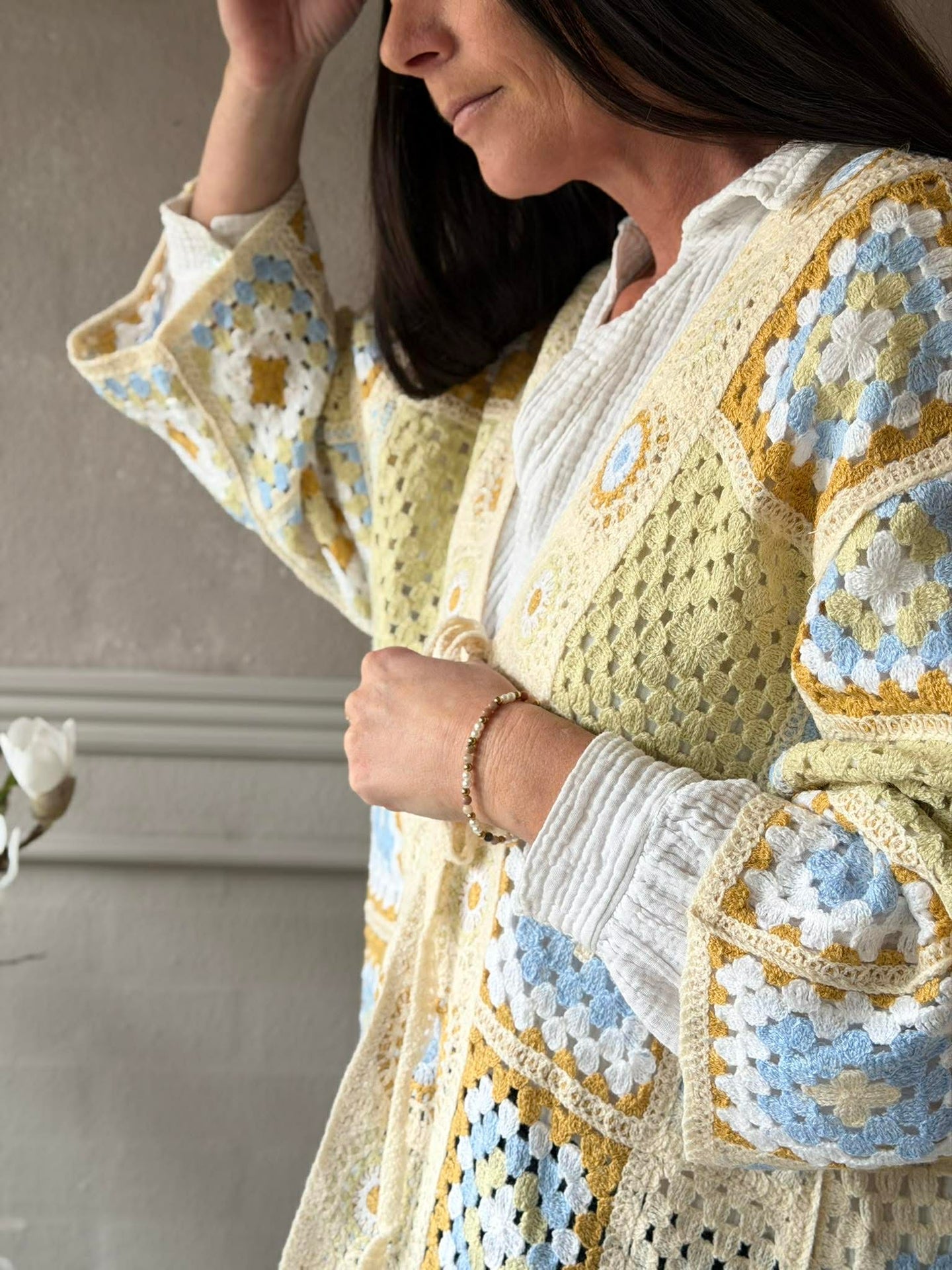 Cardigan Boho - Lys grønn
