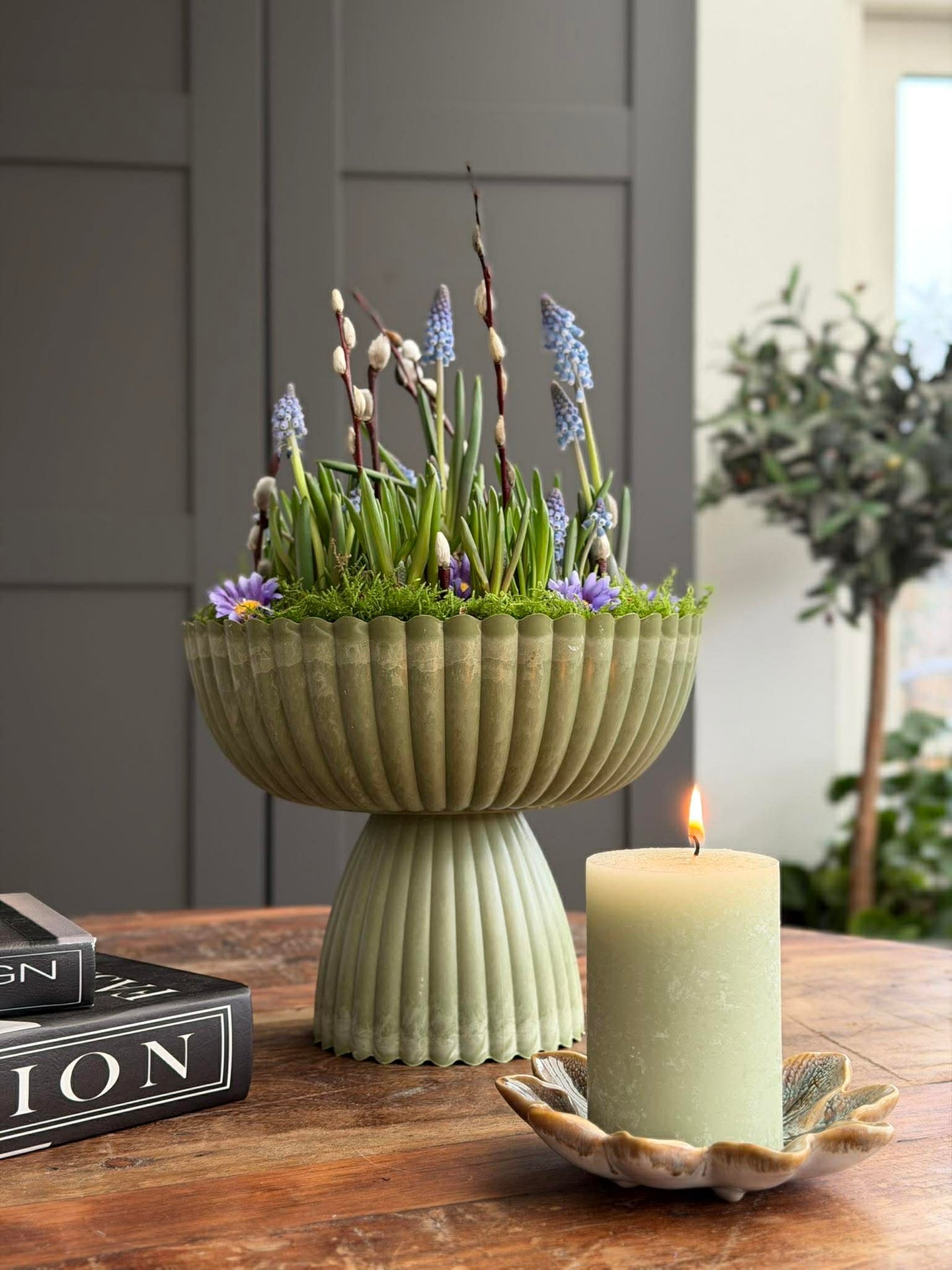 DIY-oppsats i betong-look - Grønn