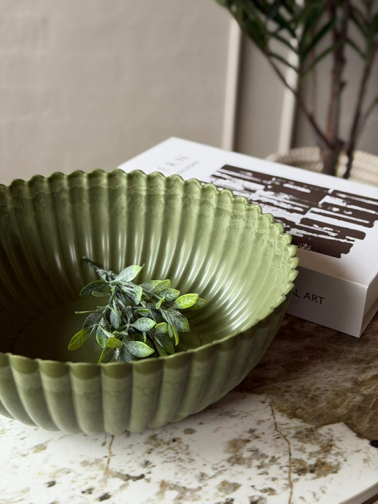 Bowl i betong-look - Grønn
