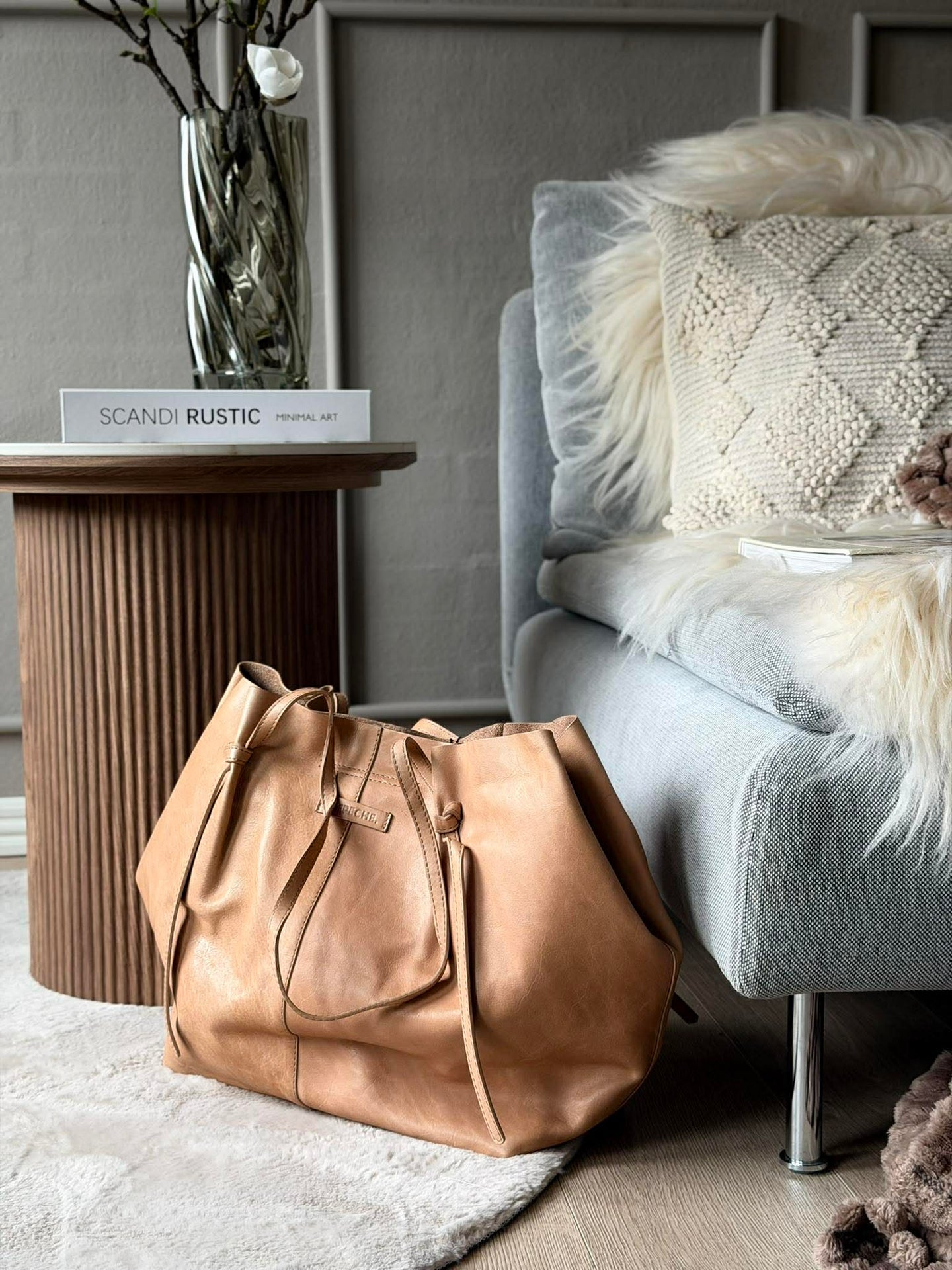 Shopper XL i myk skinnkvalitet - Sand