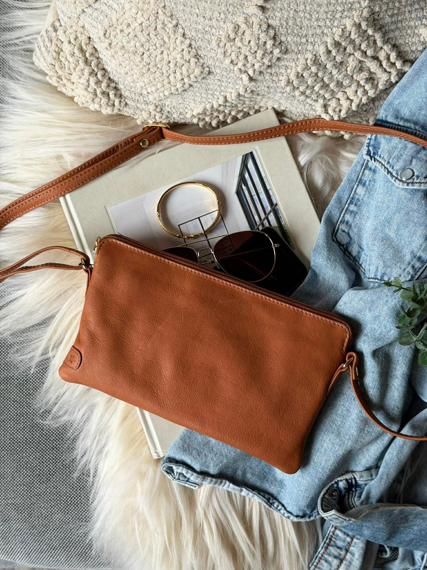 Clutch Misse - Cognac / Gold