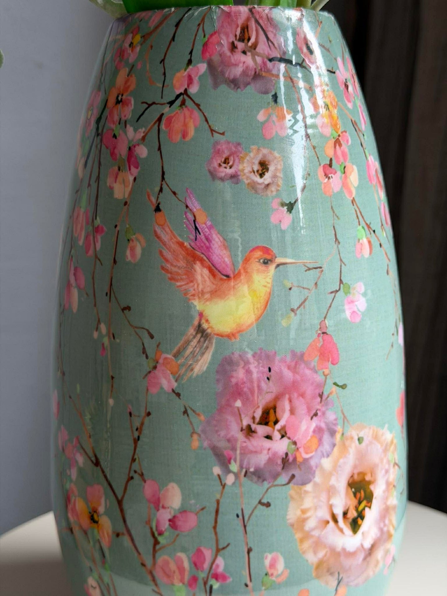 Vase Flower print 25 cm - Grønn