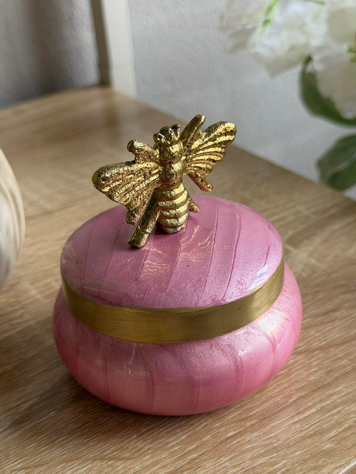 Krukke med lokk – Pink med Bi