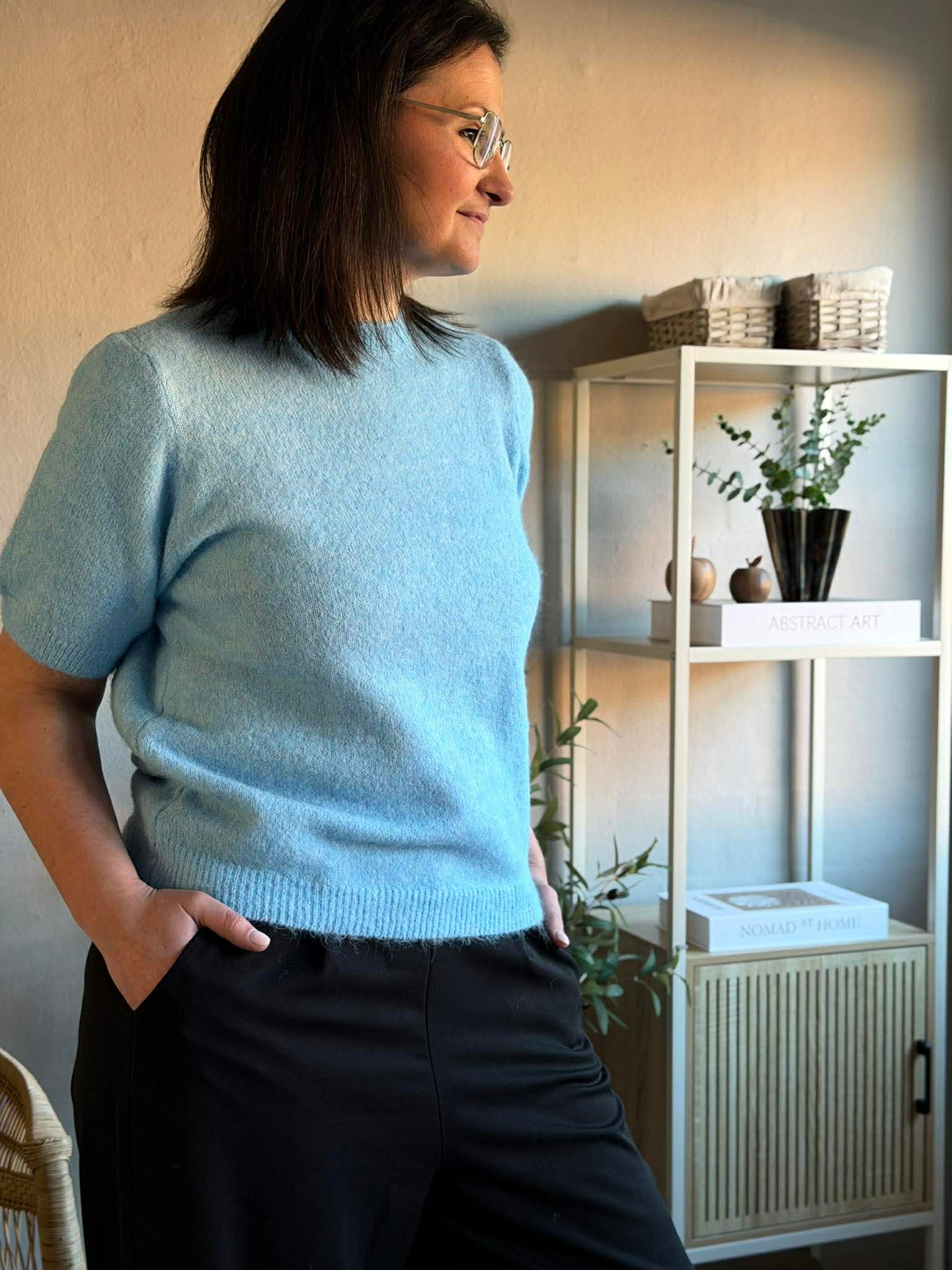 Strikk med 3/4 ermer - Sky