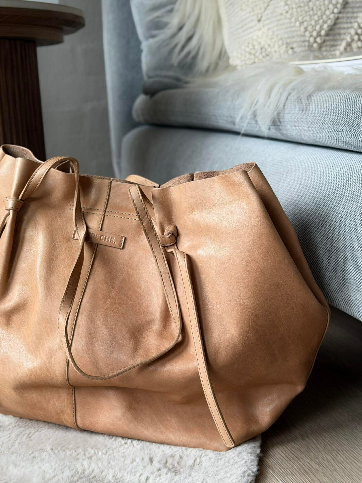 Shopper XL i myk skinnkvalitet - Sand