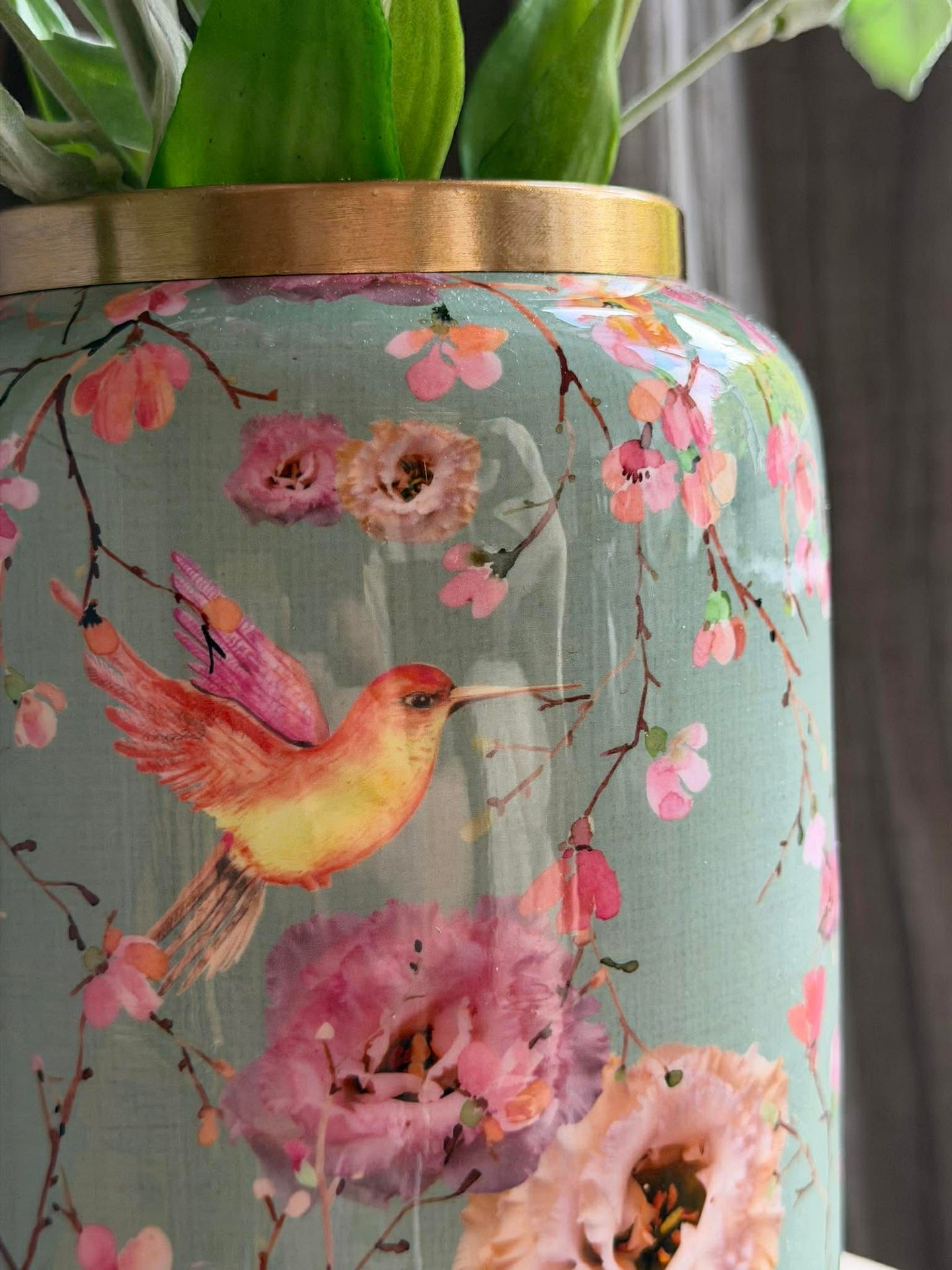 Vase Flower print  - Grønn