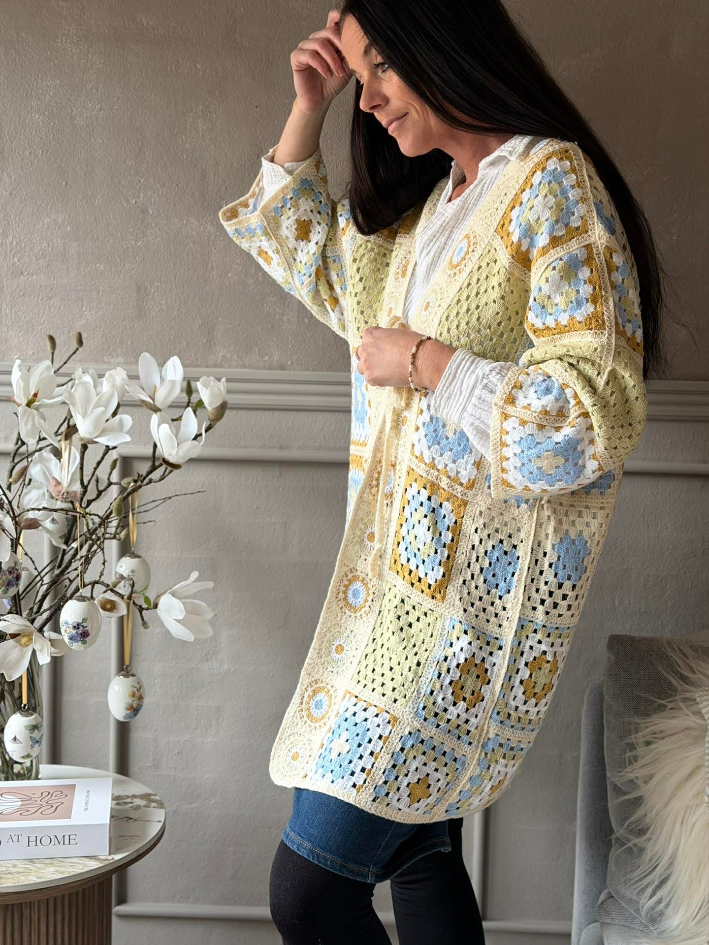 Cardigan Boho - Lys grønn