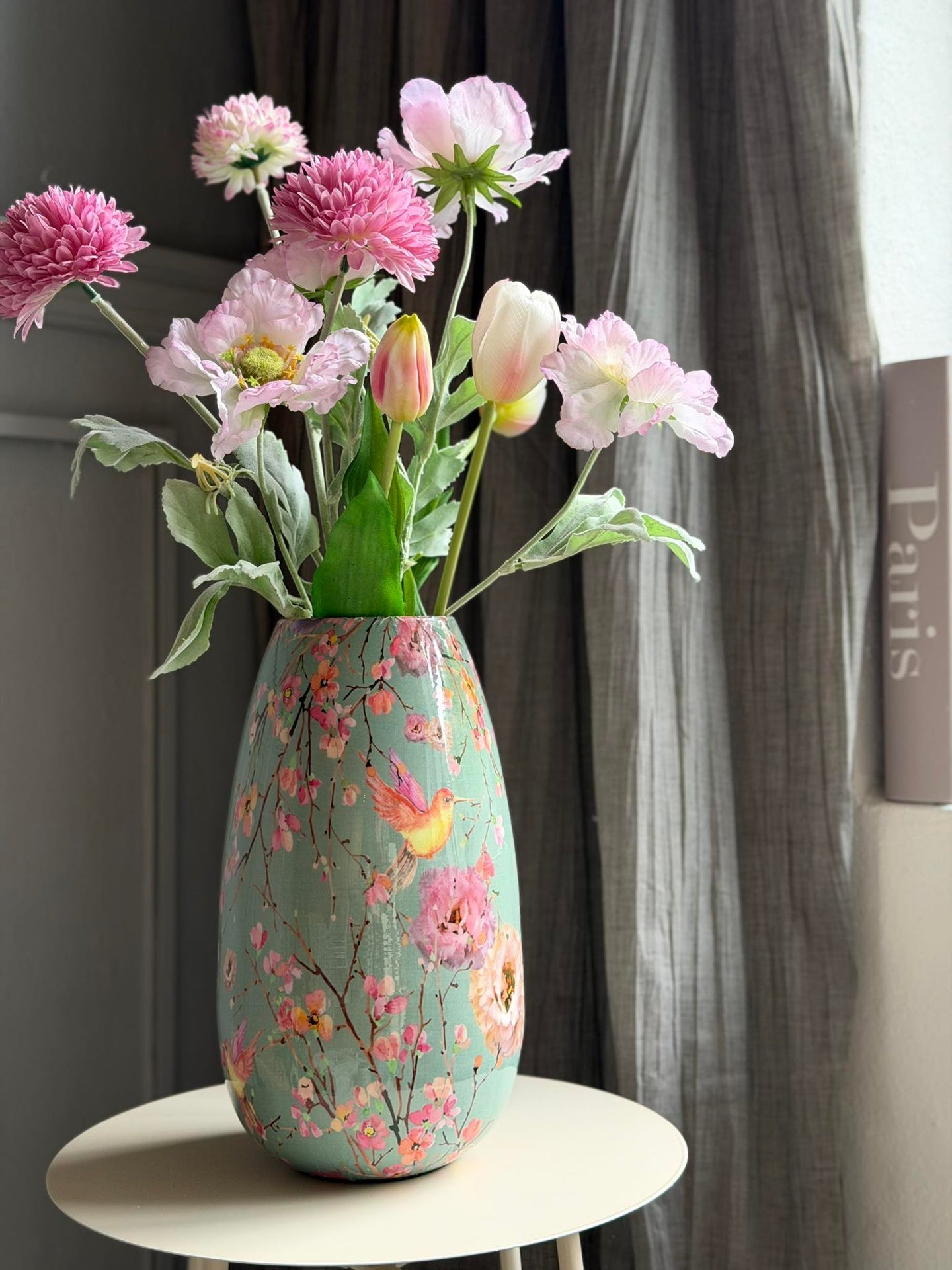 Vase Flower print 25 cm - Grønn