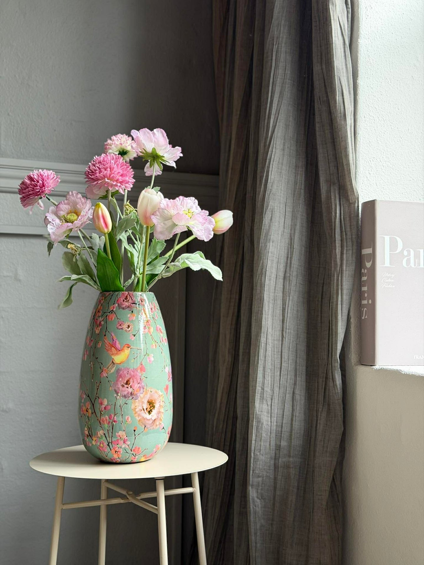 Vase Flower print 25 cm - Grønn