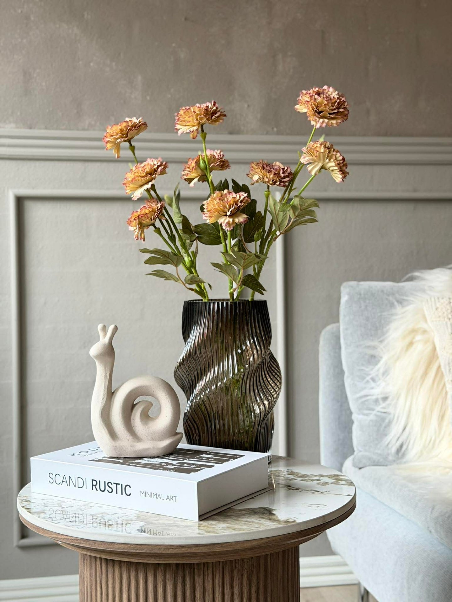 Blomst stilk 70 cm - Brente farger