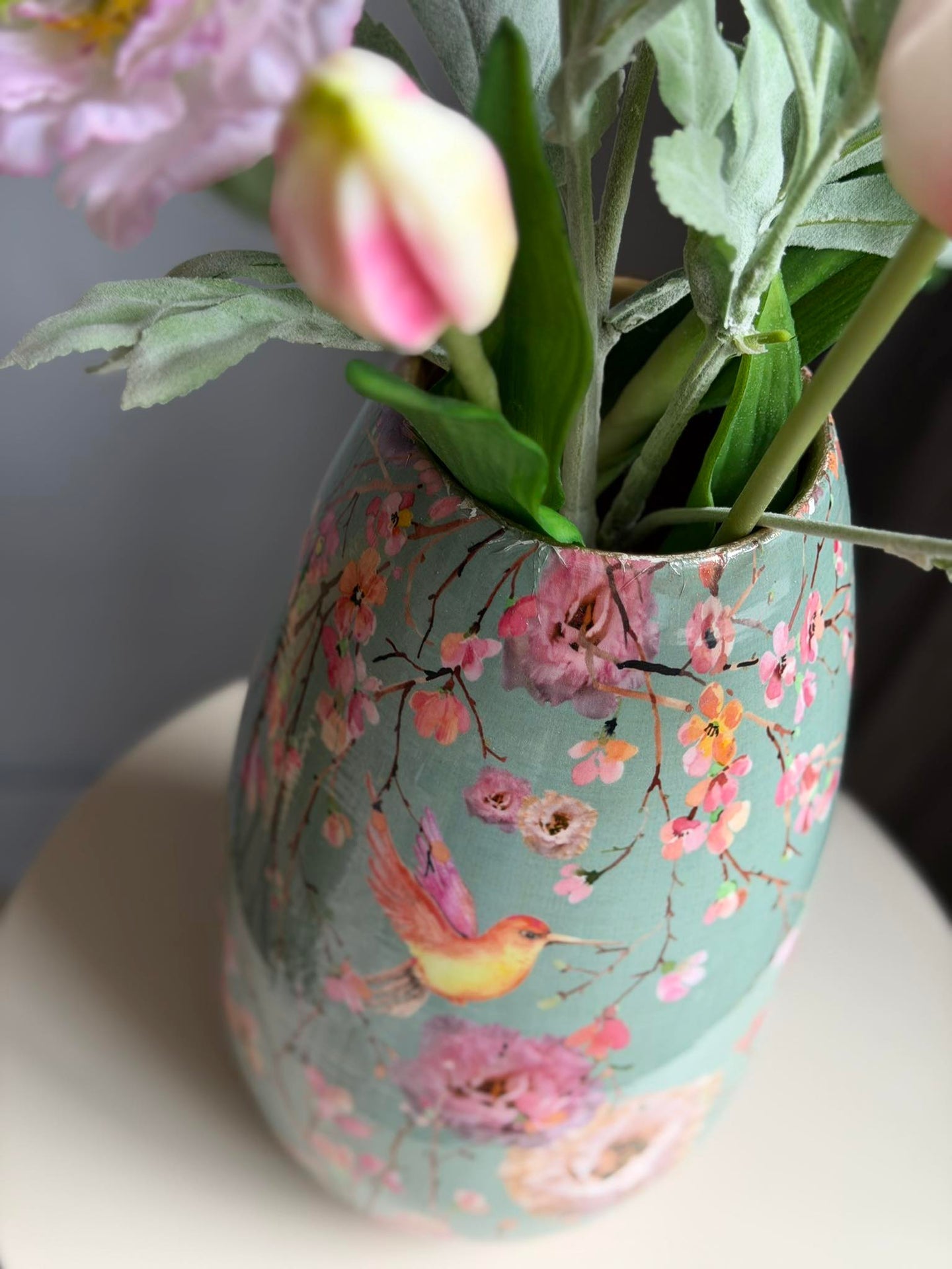 Vase Flower print 25 cm - Grønn