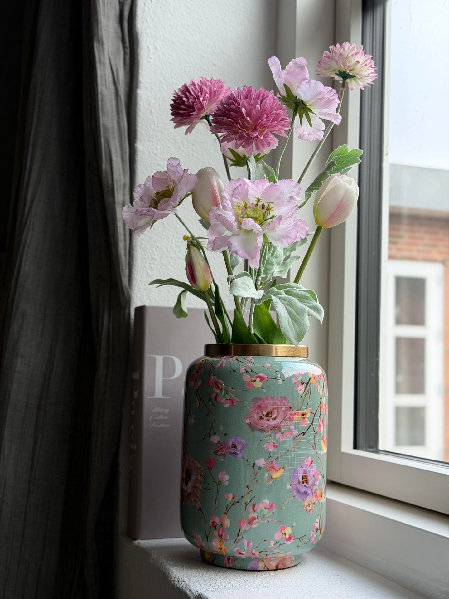 Vase Flower print  - Grønn