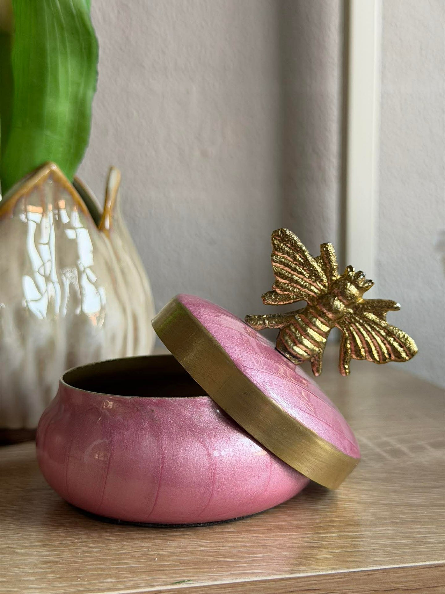 Krukke med lokk – Pink med Bi