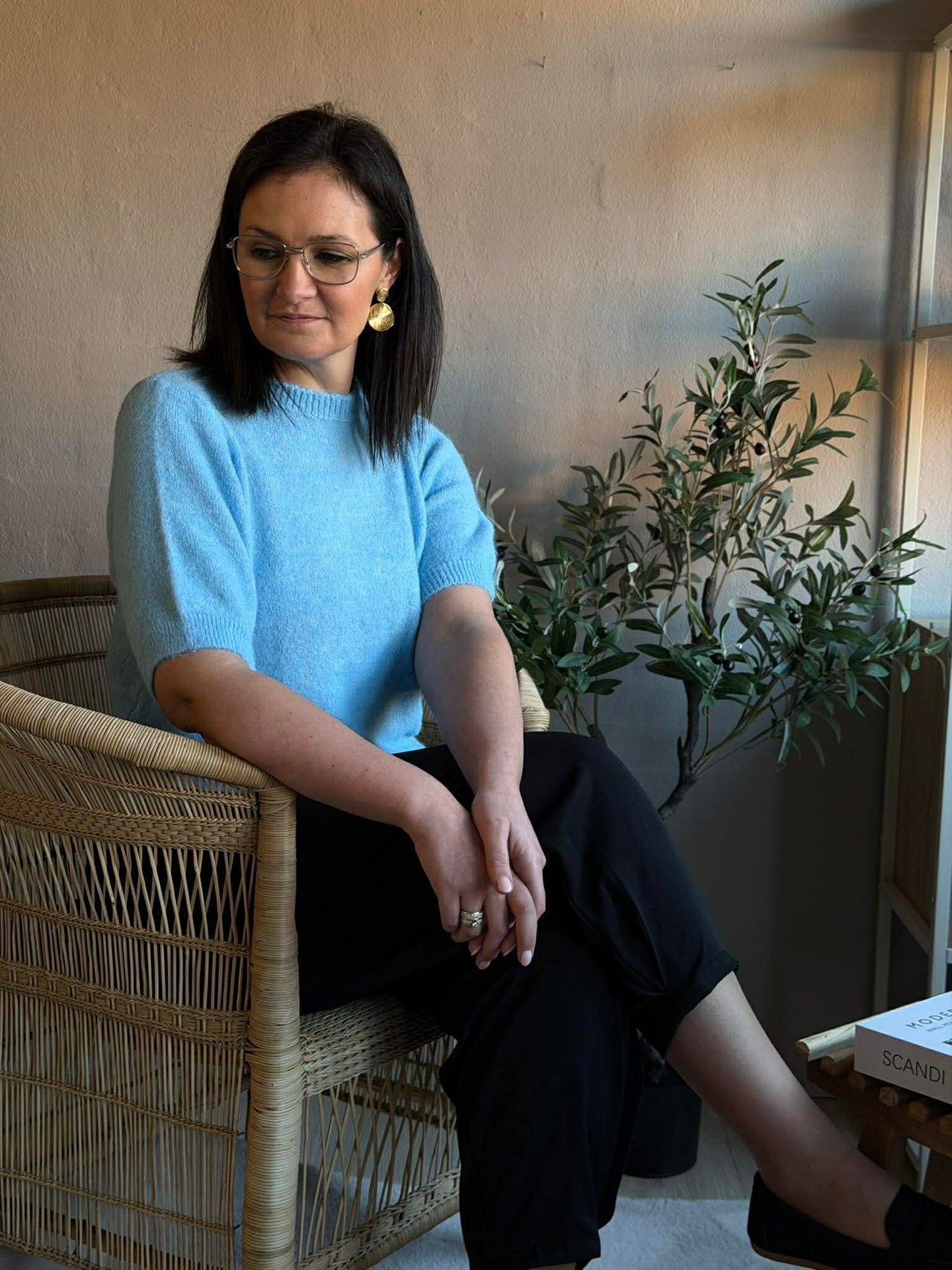 Strikk med 3/4 ermer - Sky