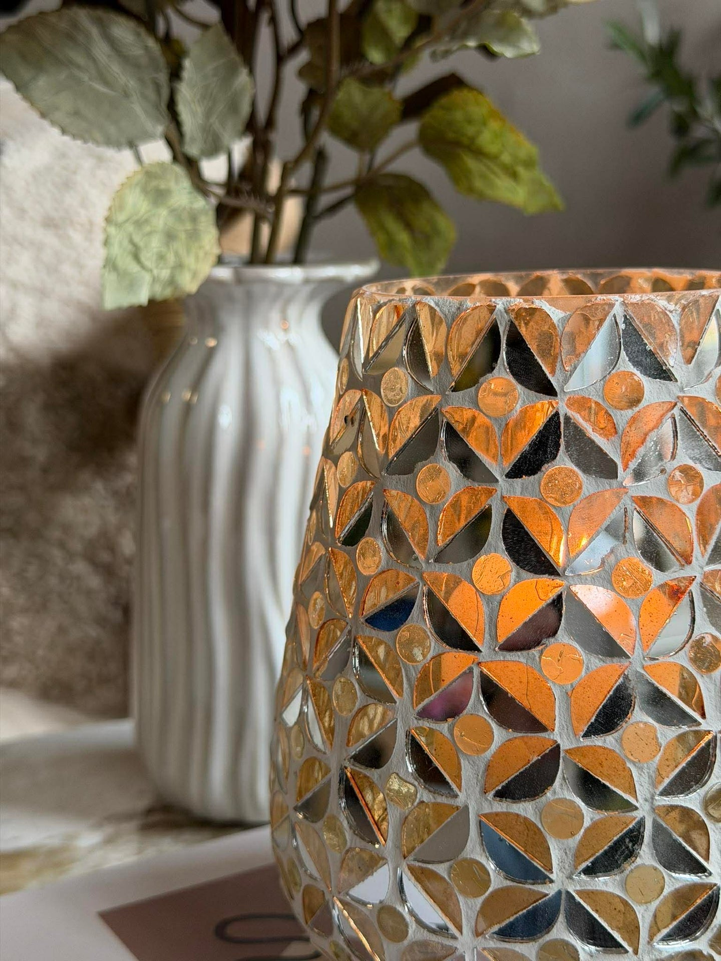 Mosaikk-lysestake i glass til telys
