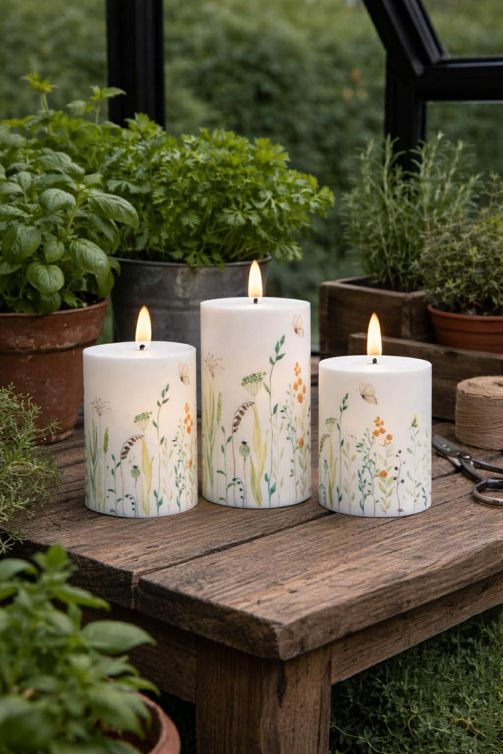 Utendørs Bloklys Wild Flower - Sett med 3 stk