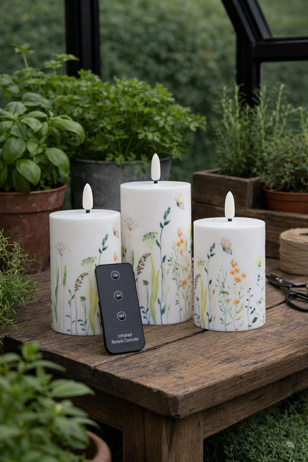 Utendørs Bloklys Wild Flower - Sett med 3 stk
