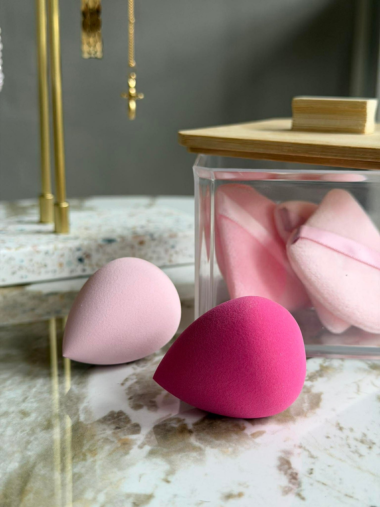 Makeup-organiser med svamper - Firkantet