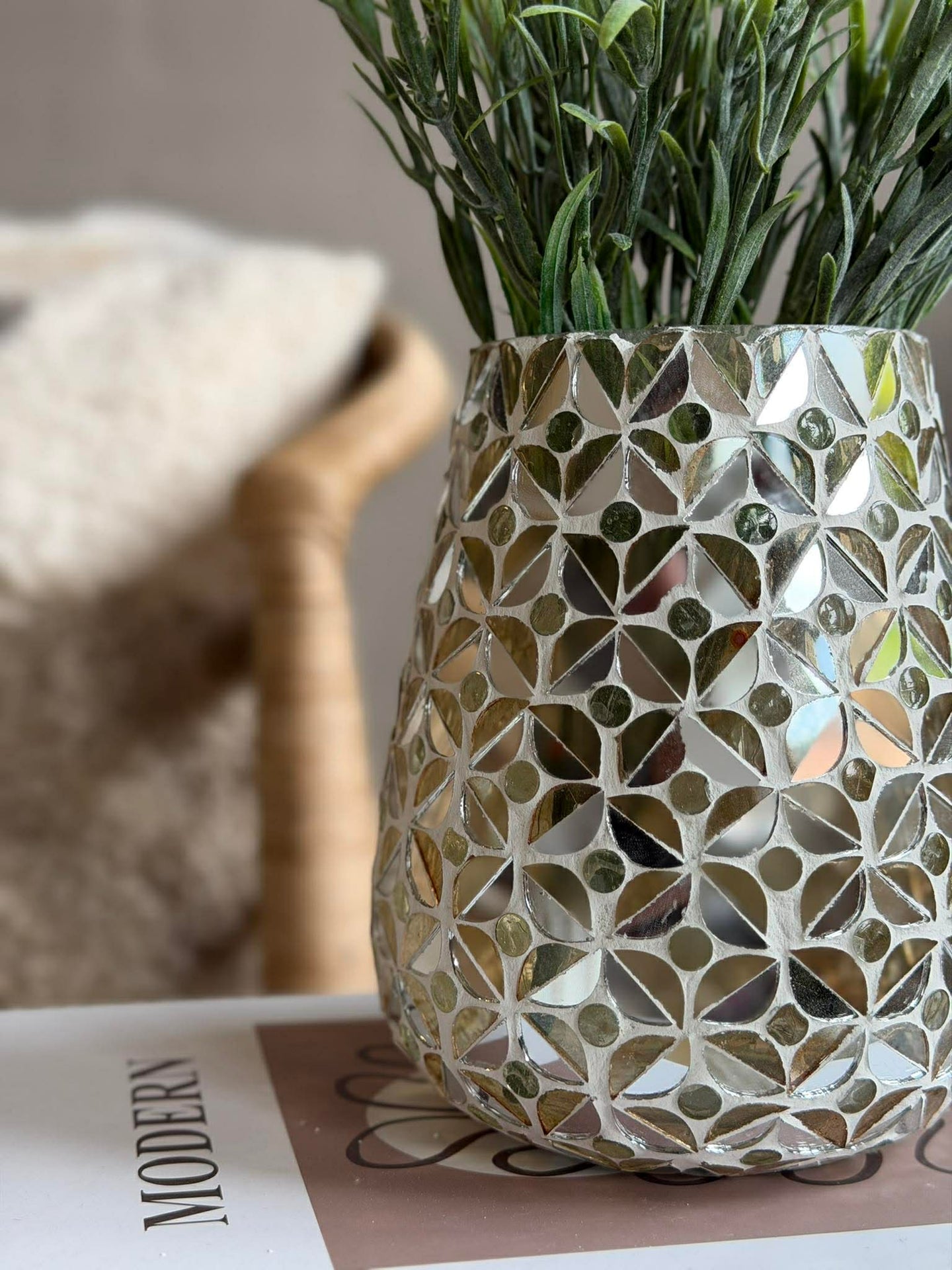 Mosaikk-lysestake i glass til telys