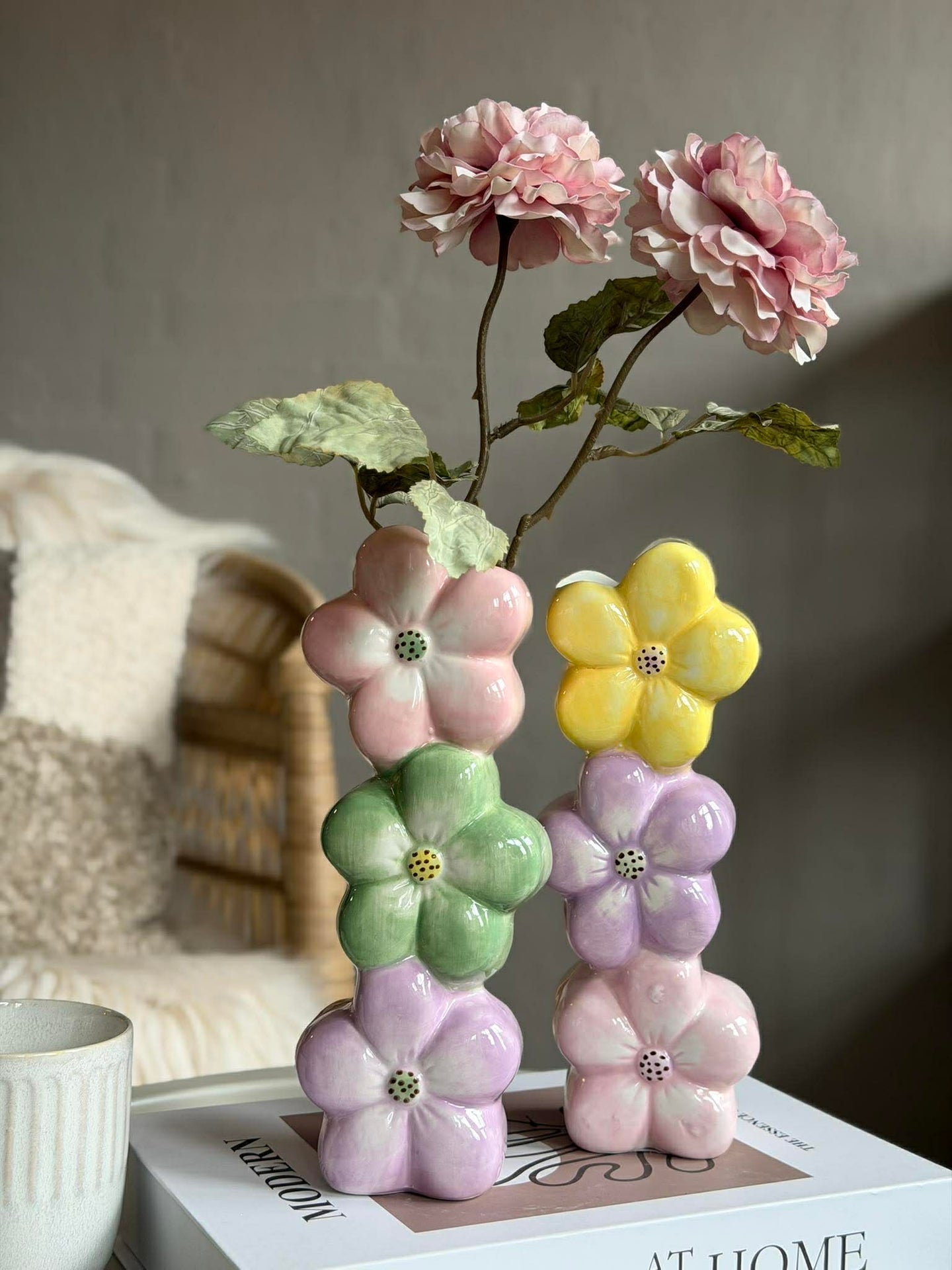 Vase med pastellblomster - Color mix