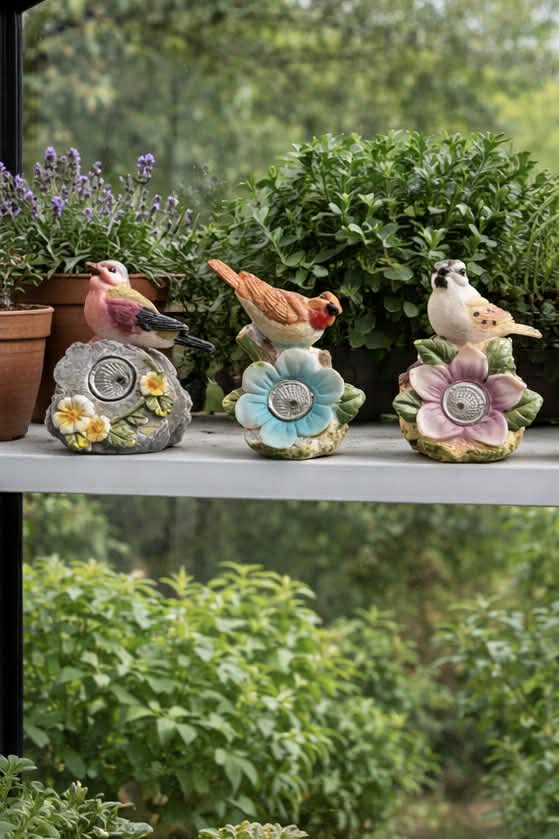 Solcelle Stein med Fugl - COLOR MIX