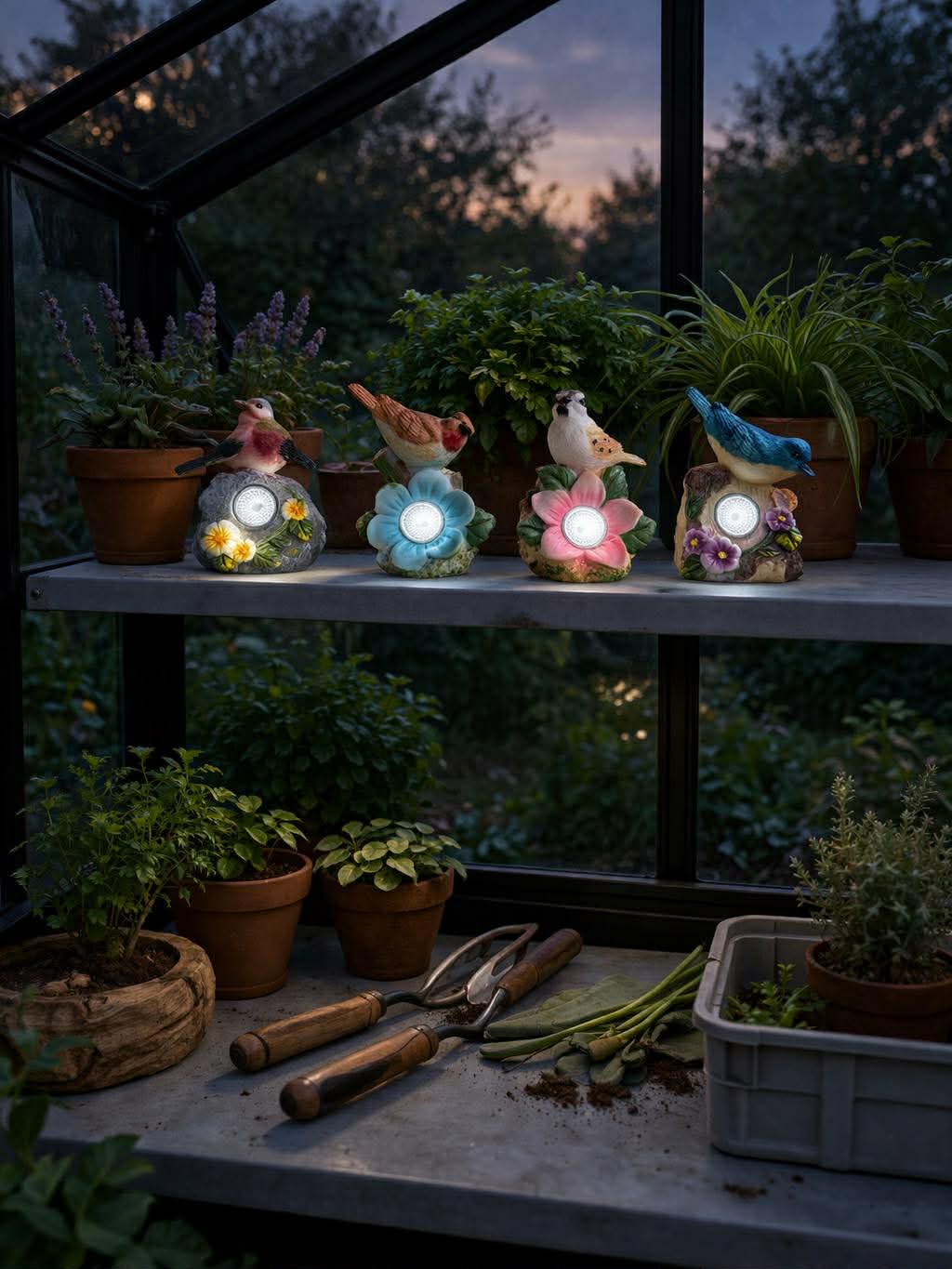 Solcelle Stein med Fugl - COLOR MIX