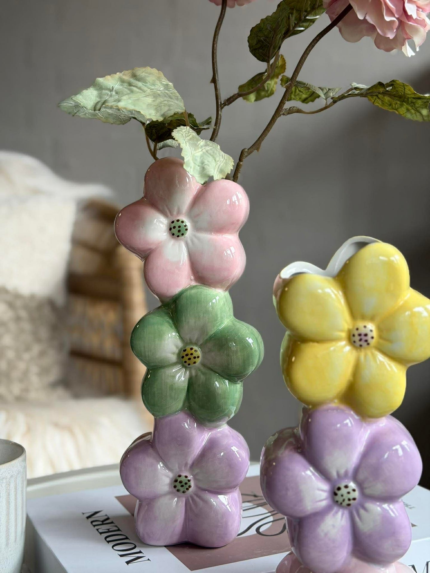 Vase med pastellblomster - Color mix