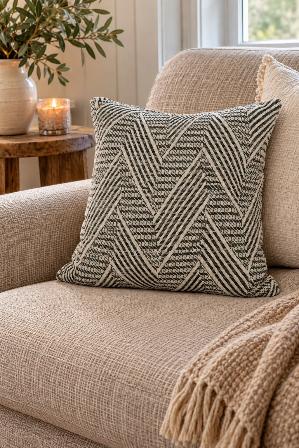Pute med fyll 45x45 cm - Grafisk svart