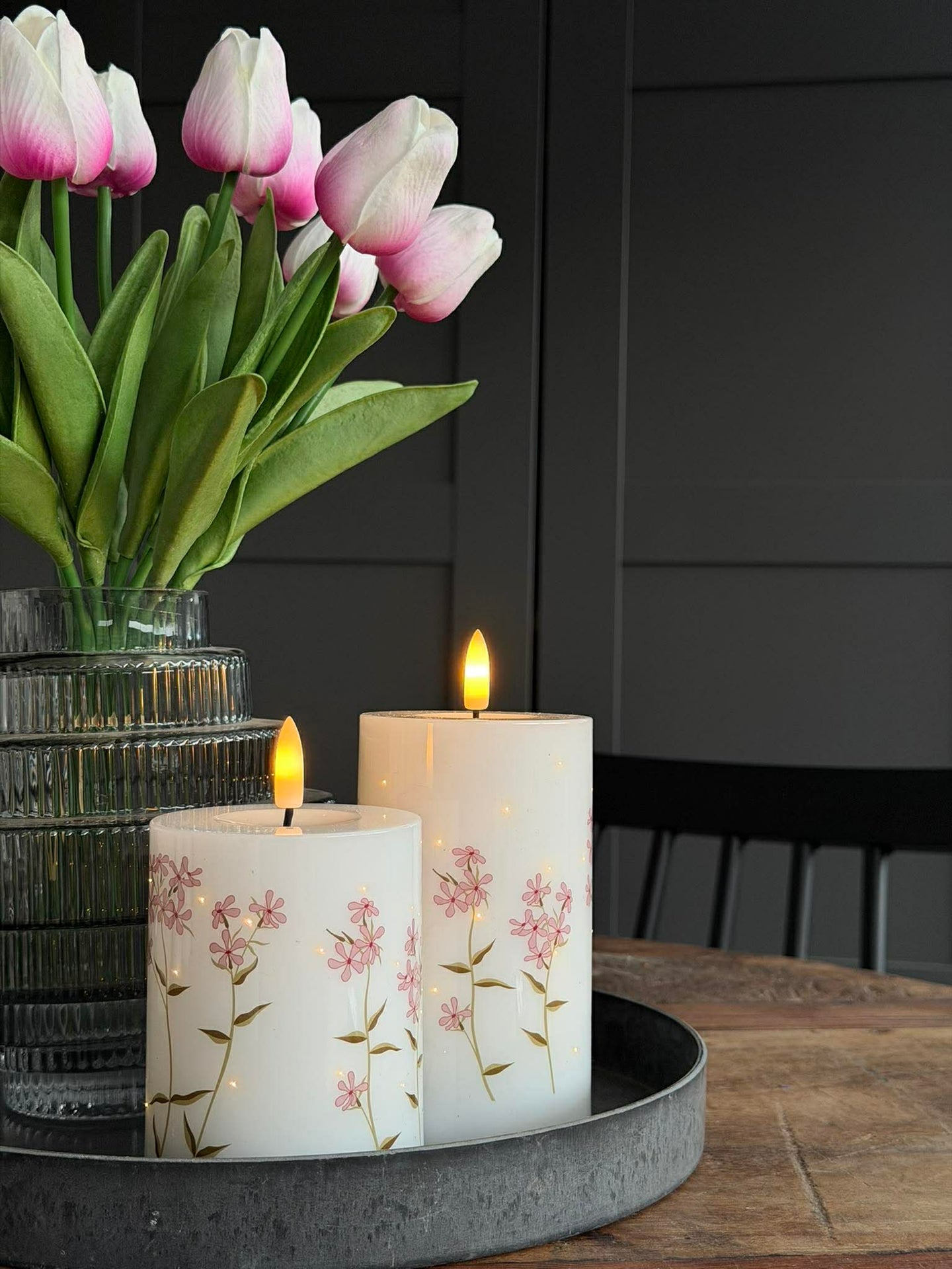 LED blokklys TWINKLE flower - Sett med 2stk.