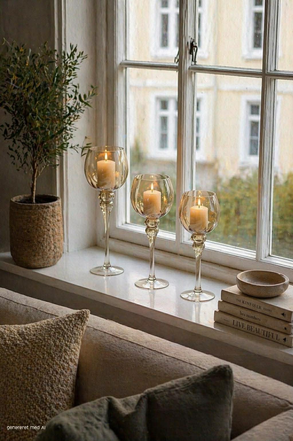 Lysestaker Amber - Sett med 3 stk.