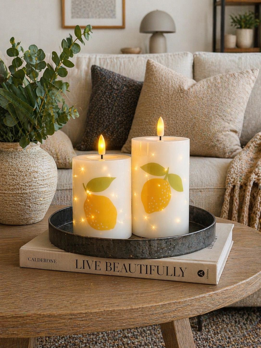 LED kubbelys TWINKLE Citrus - Sett med 2 stk.