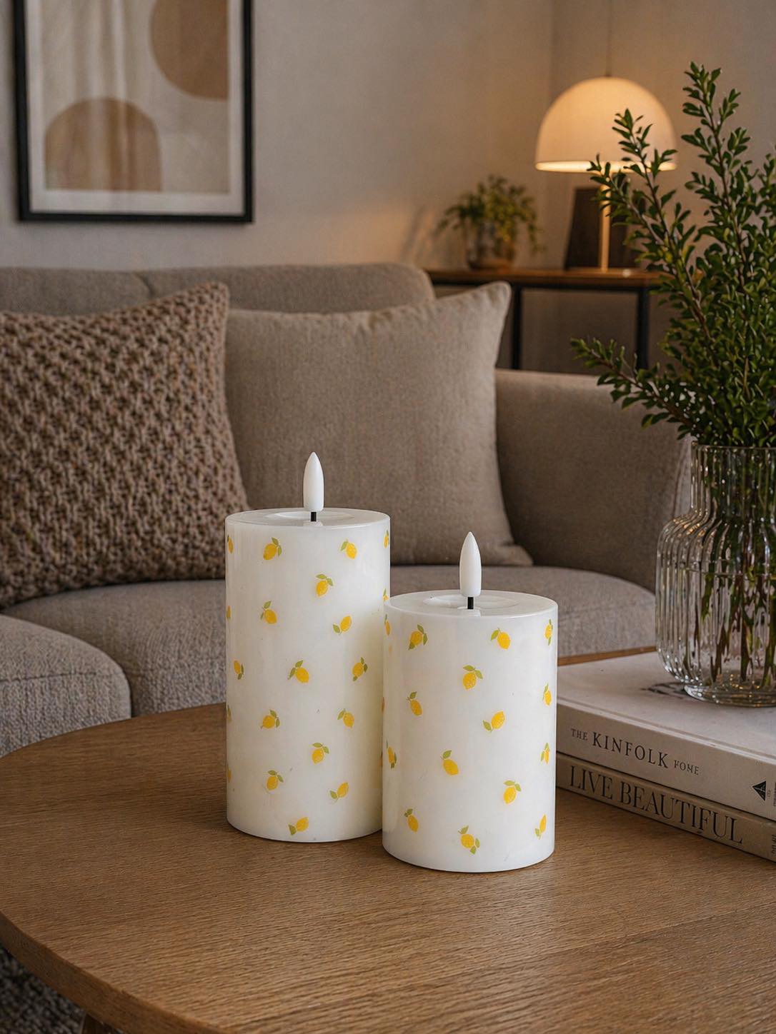 LED Bloklys TWINKLE Citrus - Sett med 2 stk