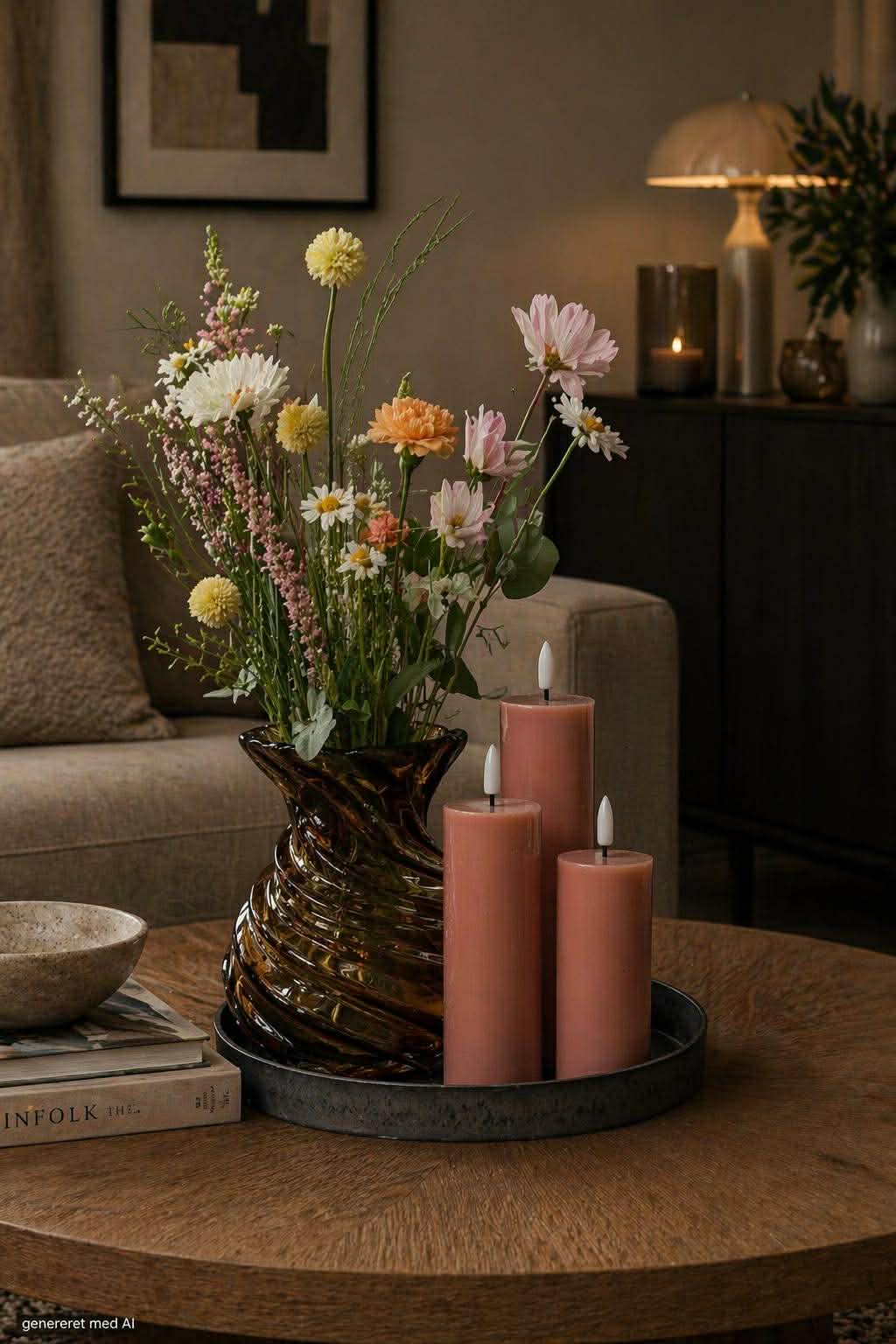 Bloklys TWINKLE Rosa - Sett med 3 stk.