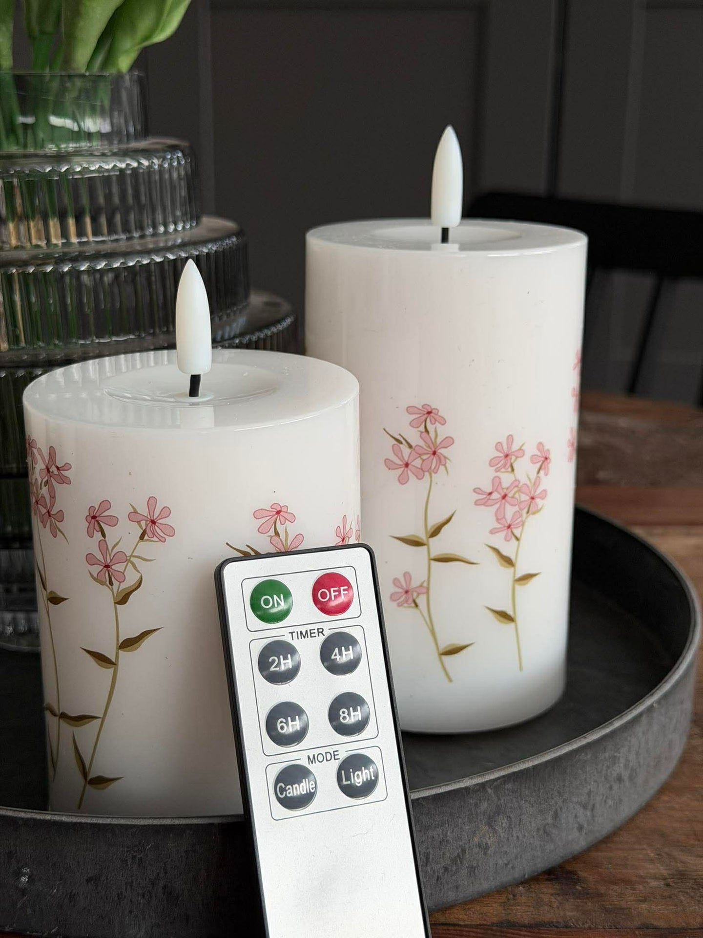 LED blokklys TWINKLE flower - Sett med 2stk.
