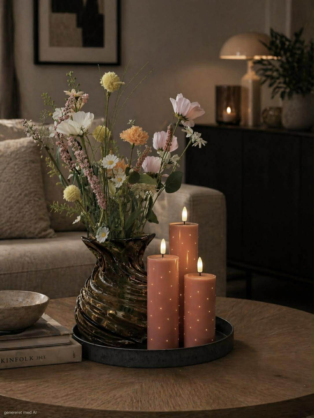 Bloklys TWINKLE Rosa - Sett med 3 stk.
