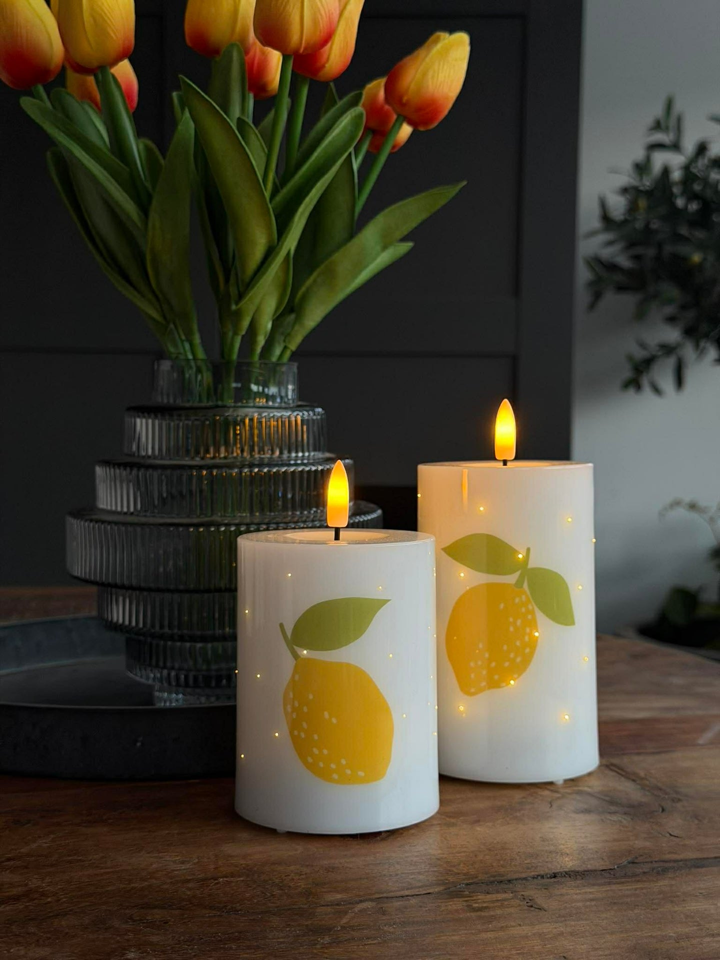 LED kubbelys TWINKLE Citrus - Sett med 2 stk.