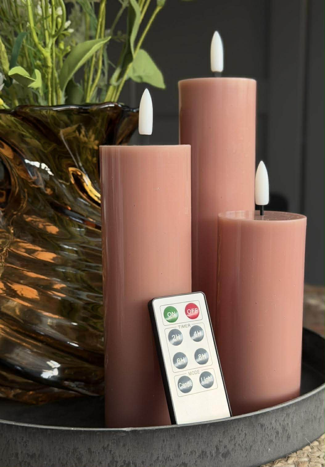 Bloklys TWINKLE Rosa - Sett med 3 stk.
