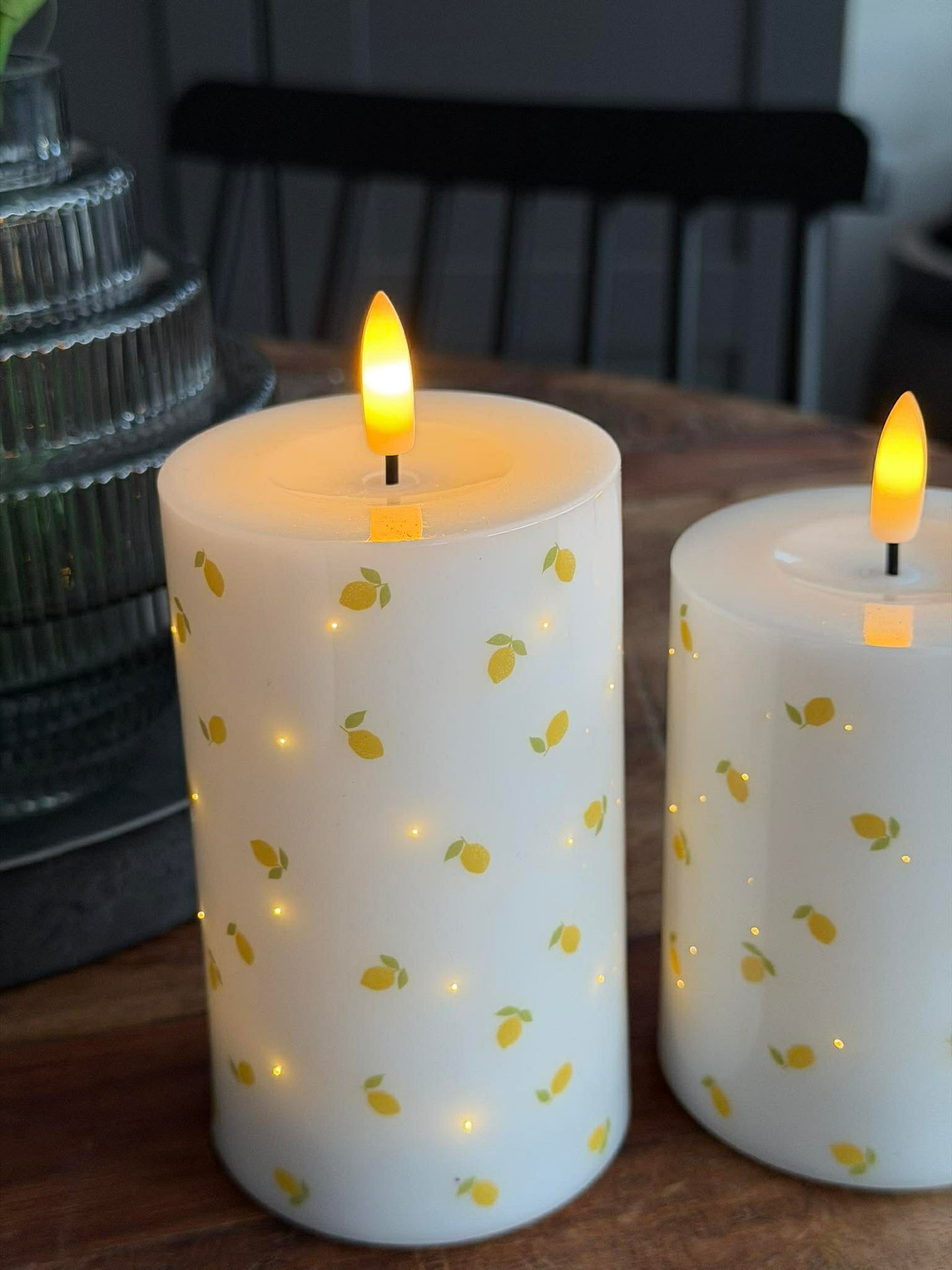 LED Bloklys TWINKLE Citrus - Sett med 2 stk