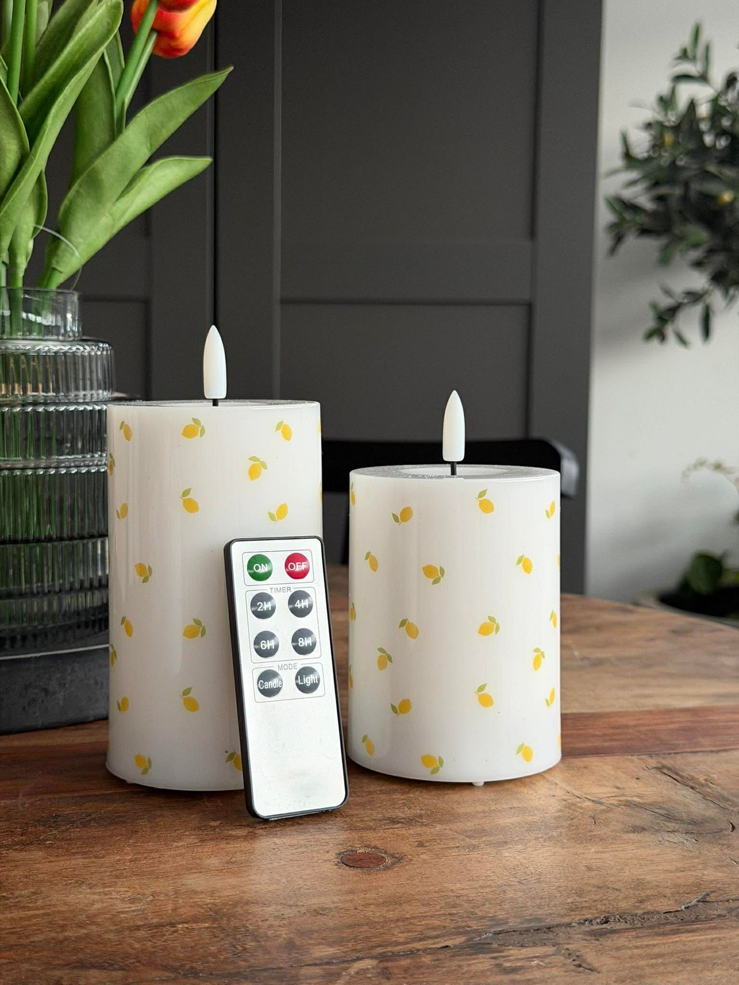 LED Bloklys TWINKLE Citrus - Sett med 2 stk