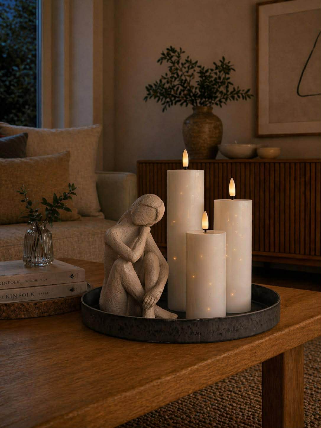 LED Bloklys TWINKLE Hvit - Sett med 3stk.