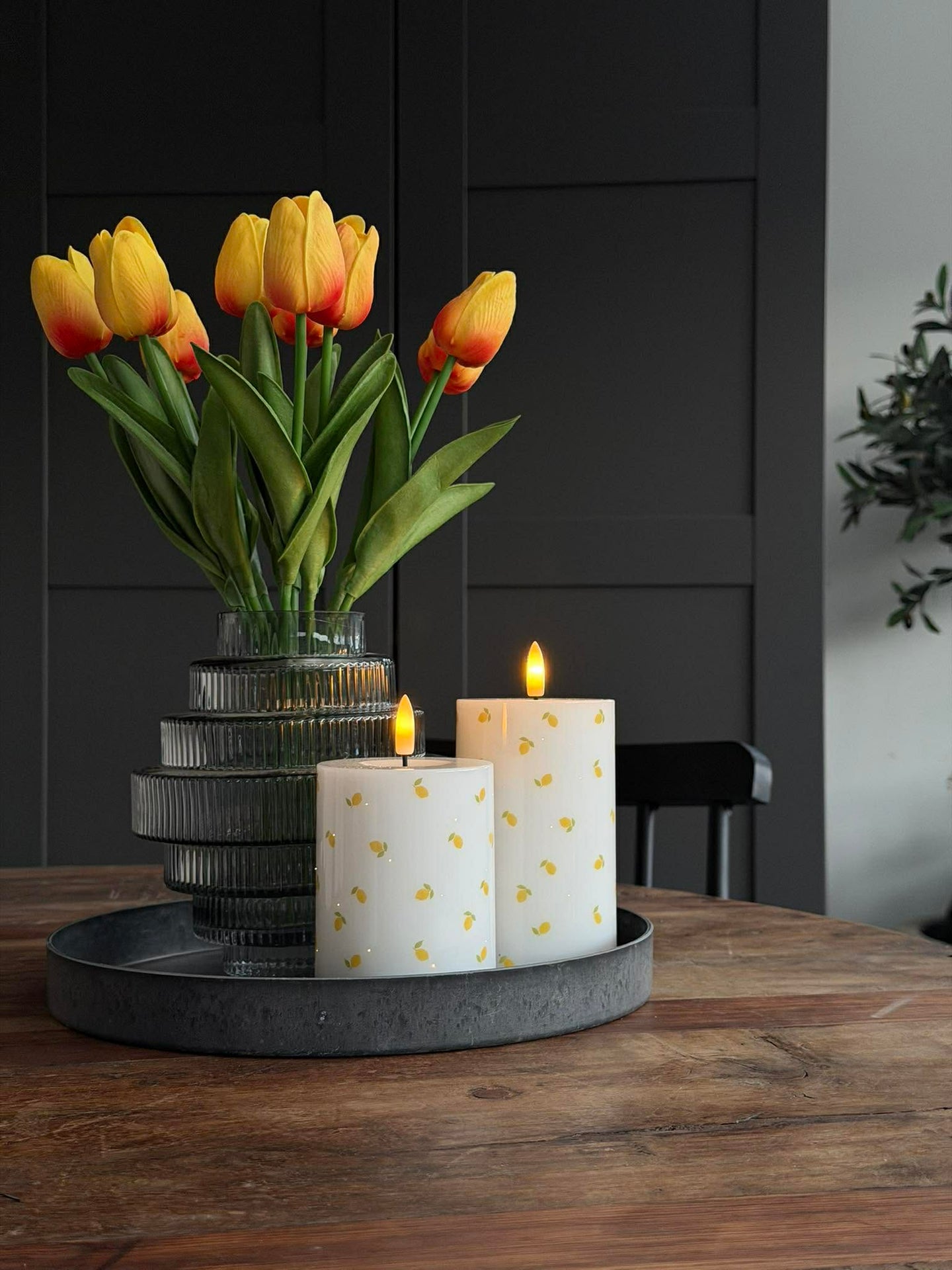 LED Bloklys TWINKLE Citrus - Sett med 2 stk