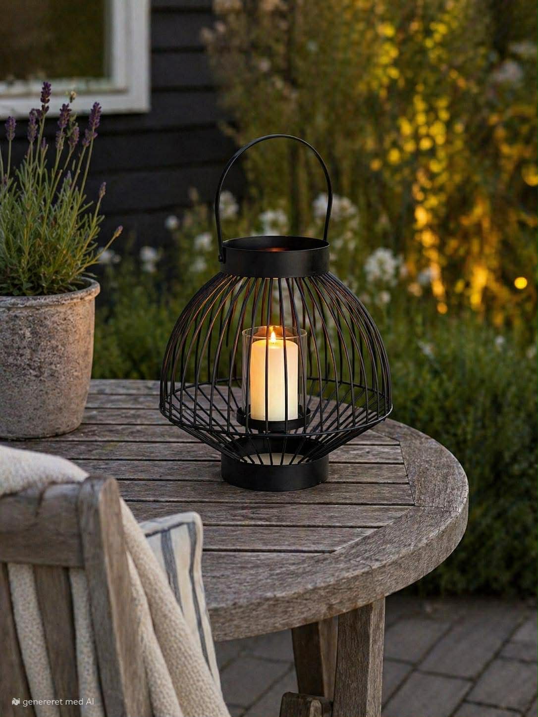 Lanterne med glass - Svart