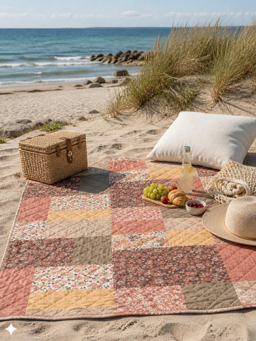 Piknikteppe - Brun Patchwork