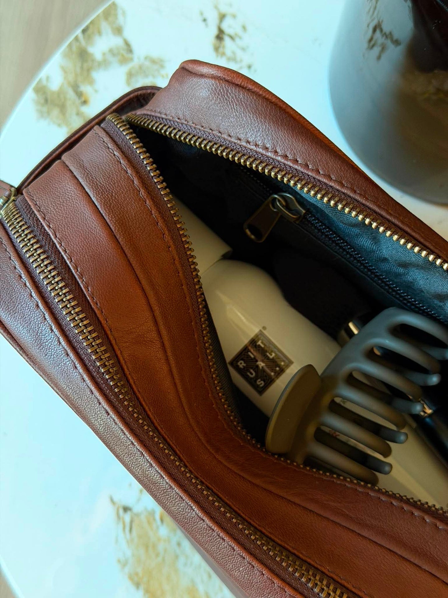 Dobbel toalettmappe Faust - Dark brown