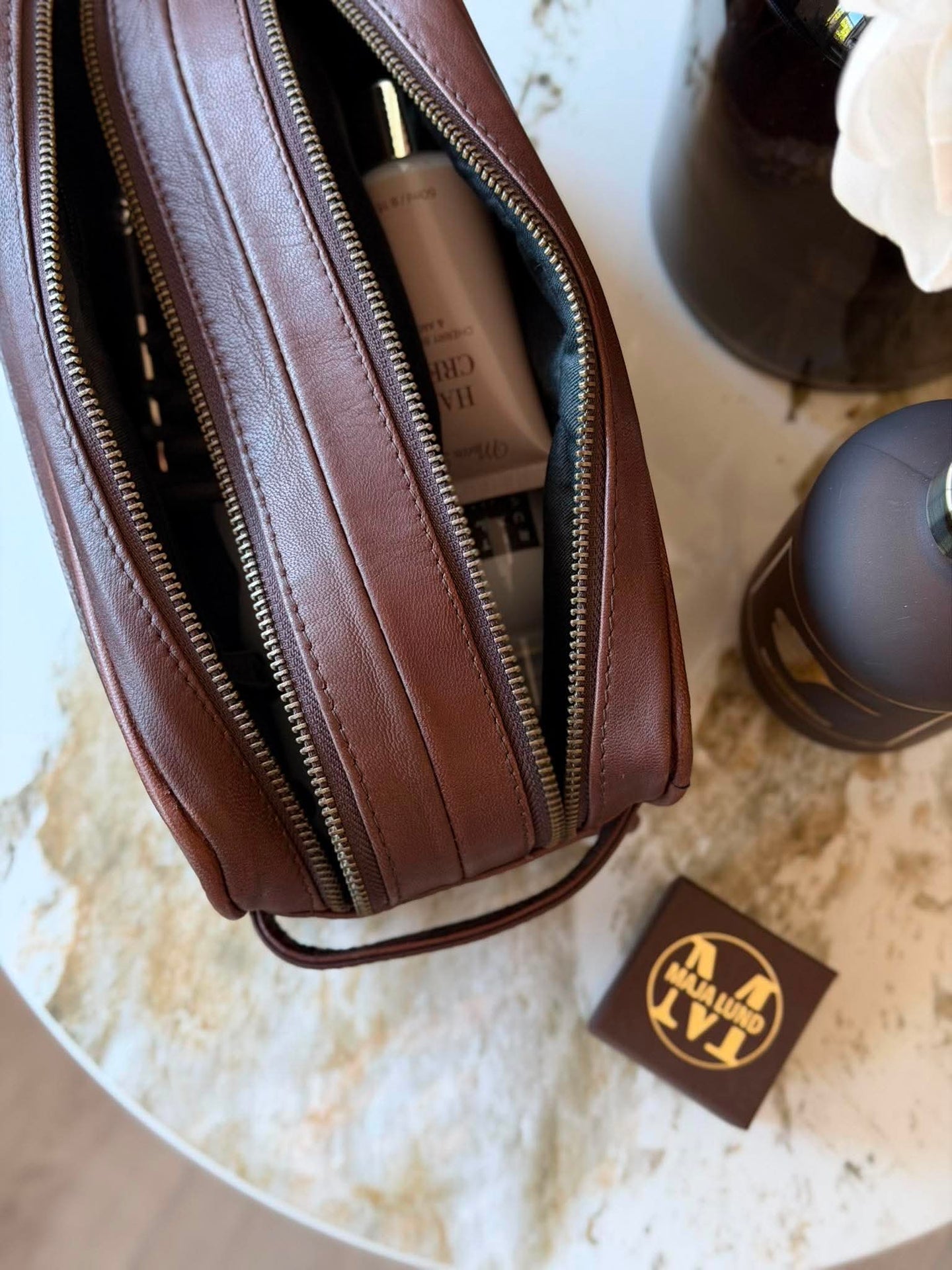 Dobbel toalettmappe Faust - Dark brown